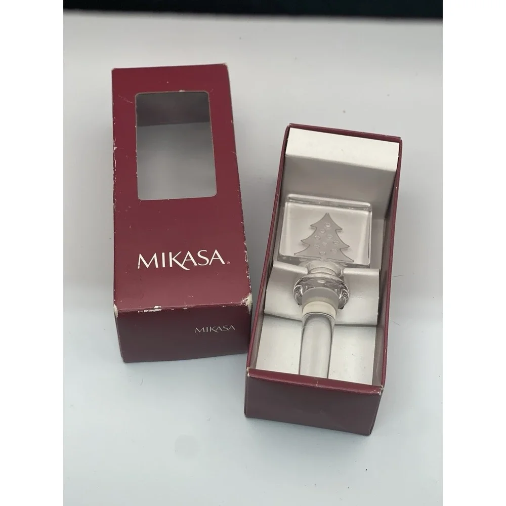 Mikasa Crystal Christmas Tree Bottle Stopper Holiday Accents T8601/900 Austria